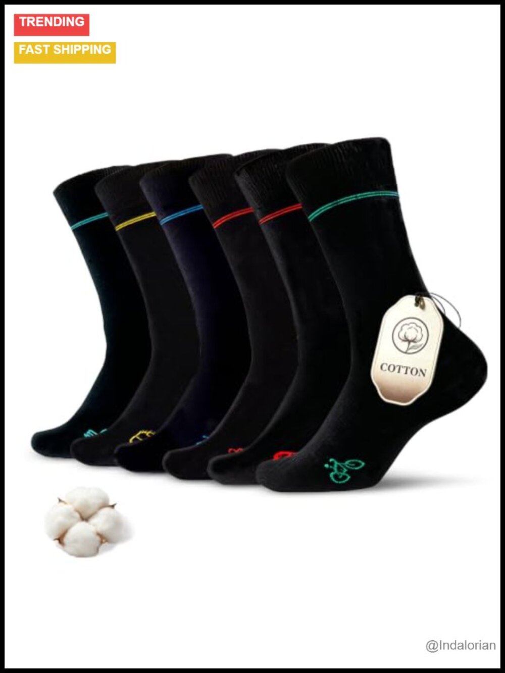 Men's Cotton Crew Dress Socks 6-Pair Patterned Calf Socks